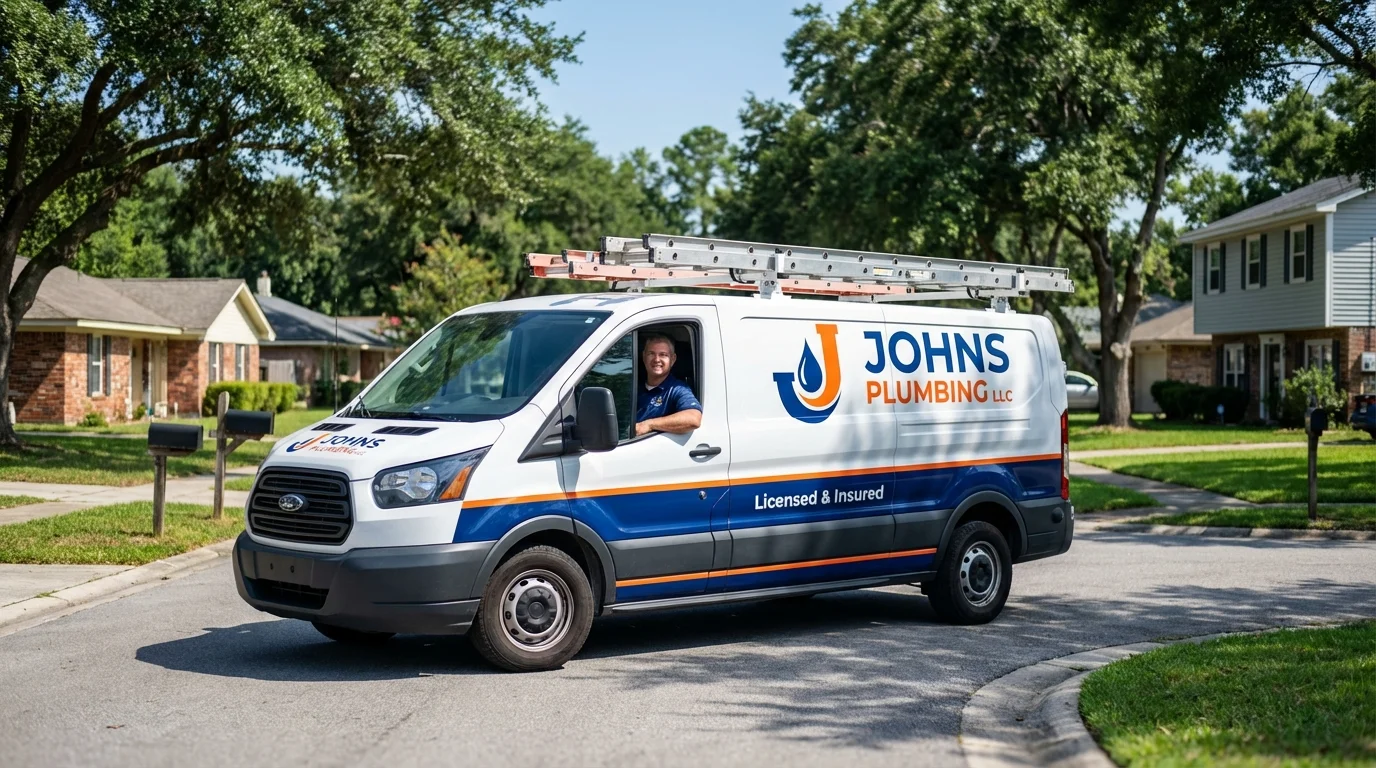 Johns Plumbing LLC service van in Kiln, MS