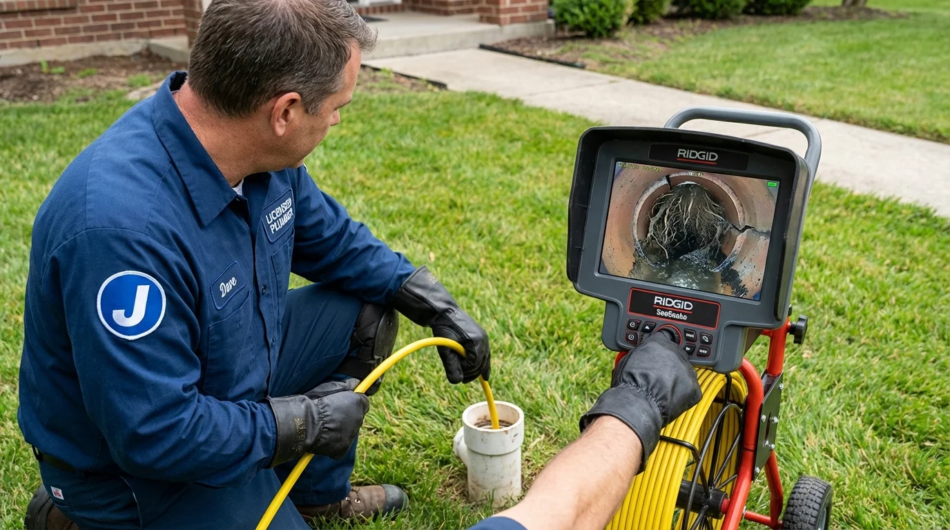 Sewer camera inspection being performed by Johns Plumbing LLC in Kiln