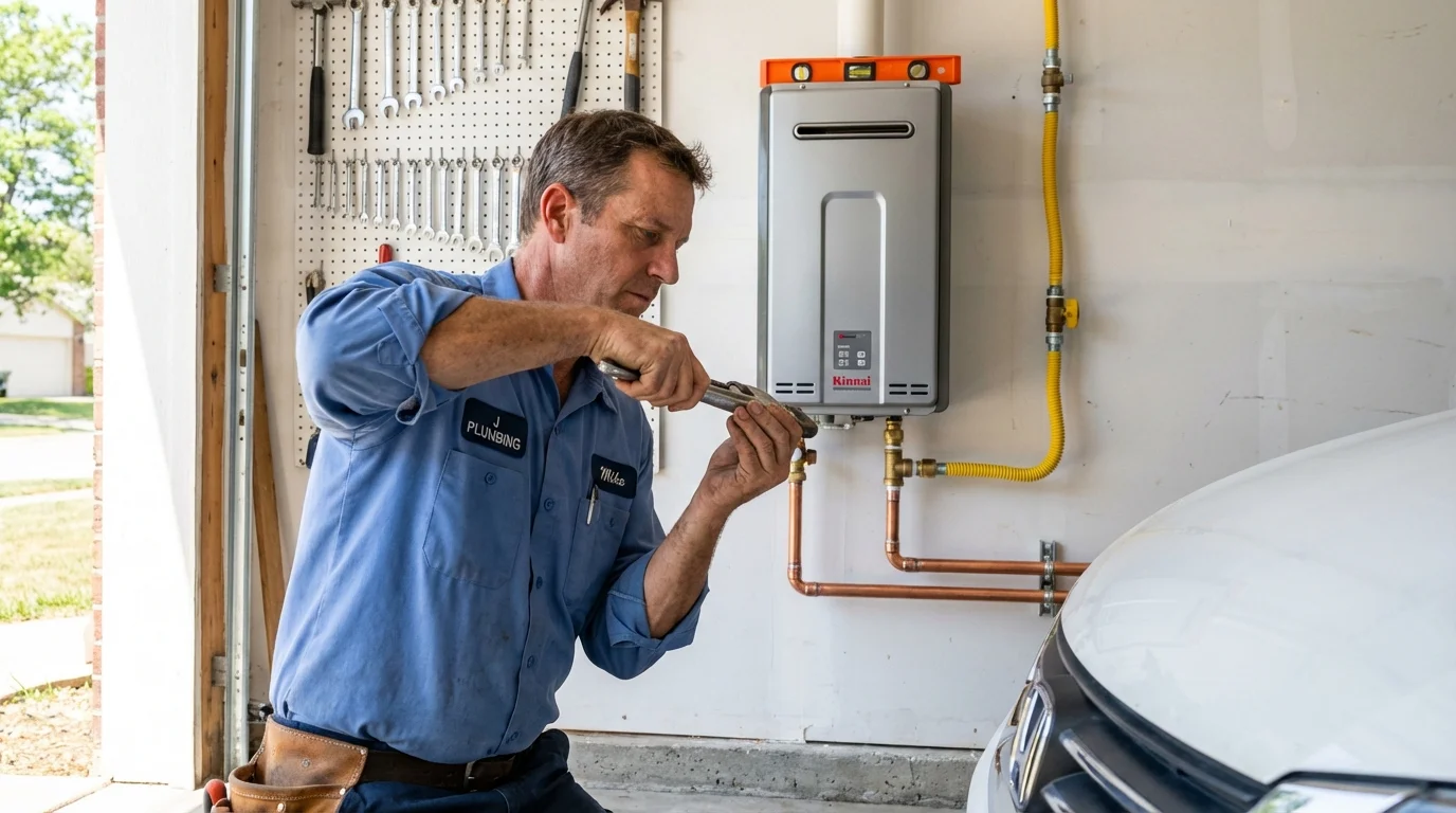 Tankless water heater installation by a Johns Plumbing LLC plumber in Kiln